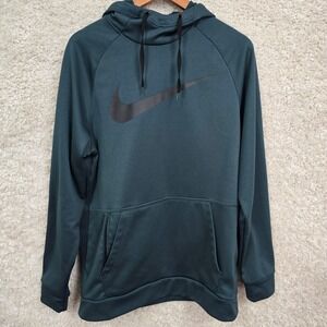 Nike Therma-FIT Hoodie Mens Medium Green CU6238-328 Swoosh Pullover Sweatshirt